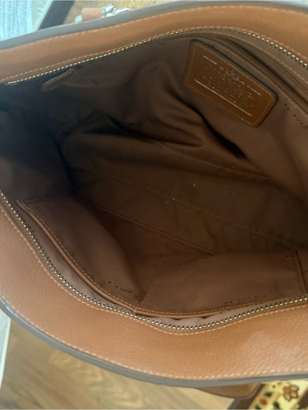 Coach Pebbled Leather Tote in Cognac Brown - Picture 6 of 7